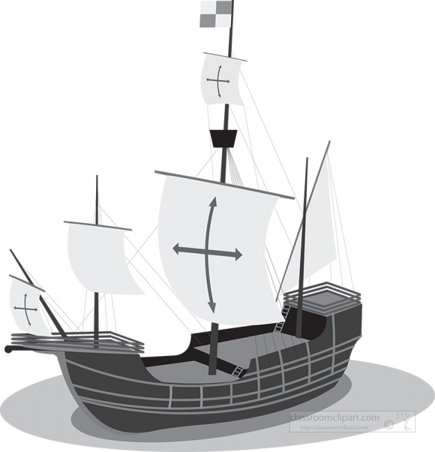 santa maria boat gray color - Classroom Clip Art