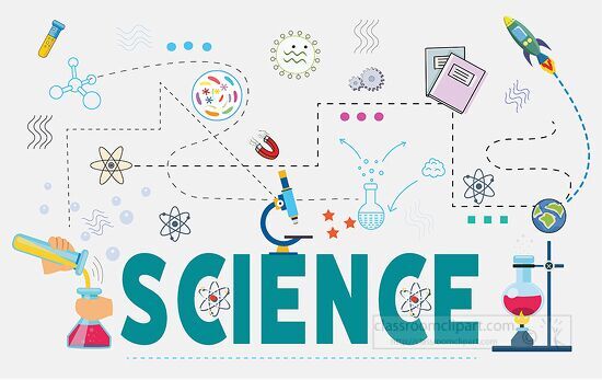 science illustration with various science element icons clipart ...