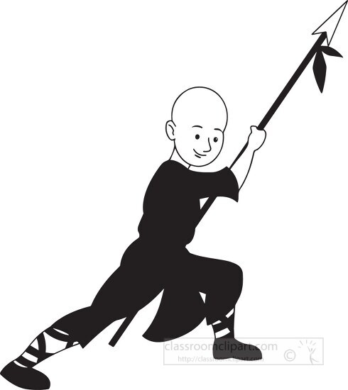 shaolin warriors monk black outline clipart - Classroom Clip Art