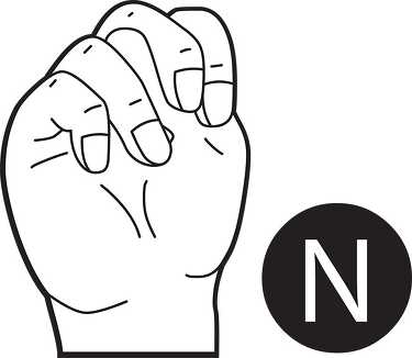 sign language letter n outline - Classroom Clip Art
