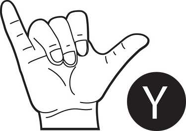 sign language letter y outline - Classroom Clip Art