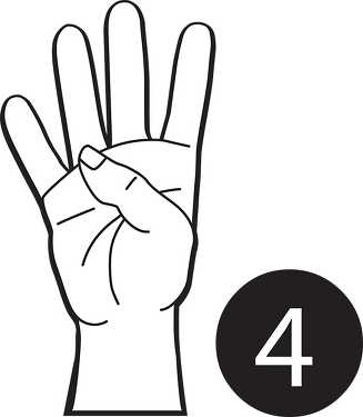 sign language number 4 outline - Classroom Clipart