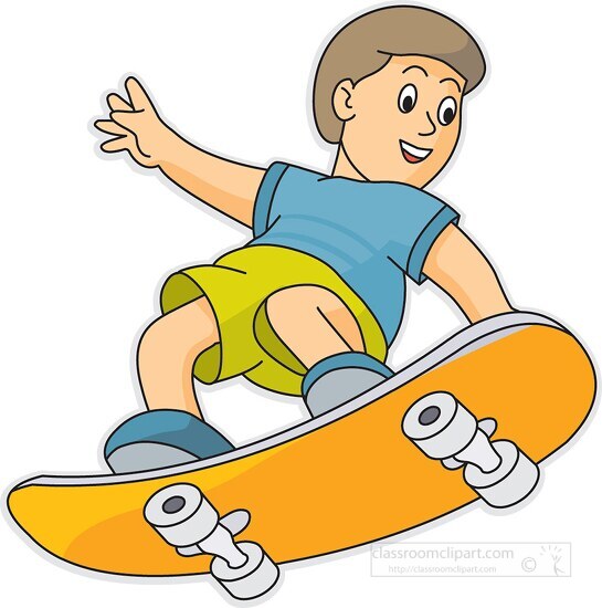 Skateboarding Cartoon Clipart - Classroom Clip Art