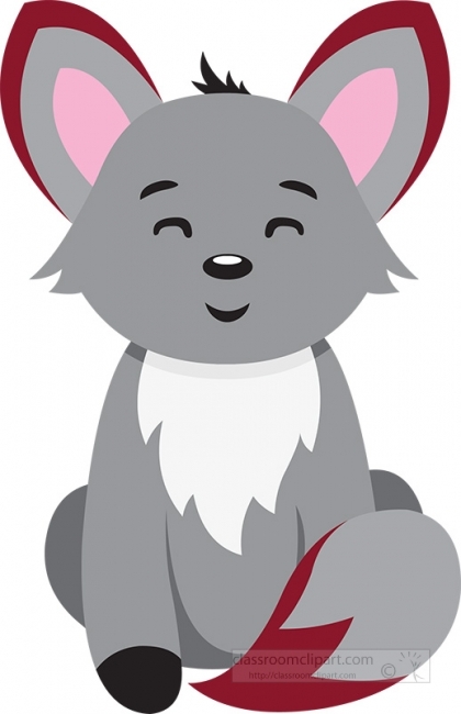 Free smirkey fox cartoon style gray color - Classroom Clipart