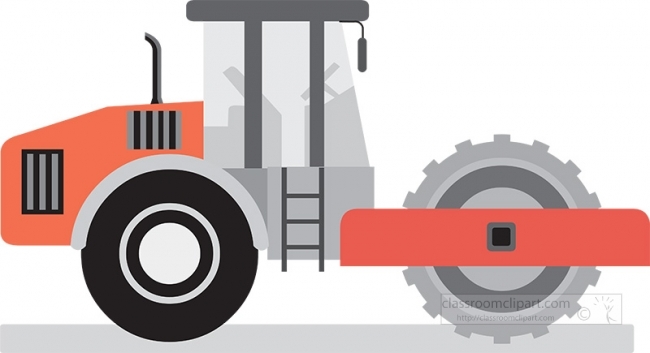 Compactor Colouring soil compactor construction and machinary gray color - Classroom Clip Art