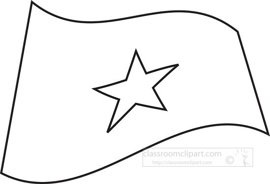 Somalia wavy flag black outline clipart - Classroom Clipart