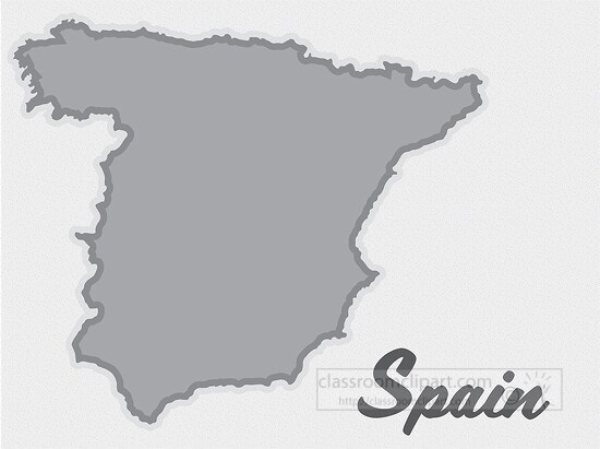 spain country map gray clipart - Classroom Clip Art