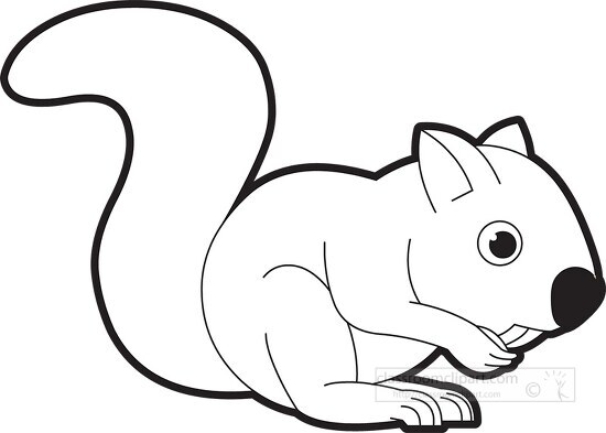 Squirrel Clipart - squirrel cartoon style black outline clipart