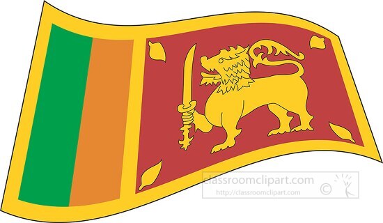 Sri Lanka flag flat design wavy clipart - Classroom Clipart