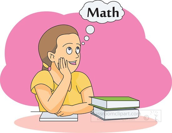 student thinking about math class - Classroom Clip Art