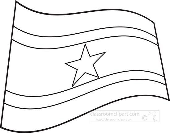 World Flags Clipart-suriname Wavy Flag Black Outline Clipart