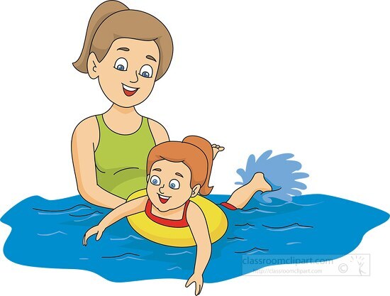 swimming instructer teaching swimming - Classroom Clip Art