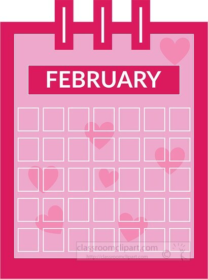 Three ring calendar february with heart background clipart - Classroom ...