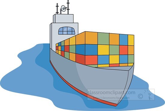 Transportation Cargo Ship With Containers Clipart - Classroom Clipart