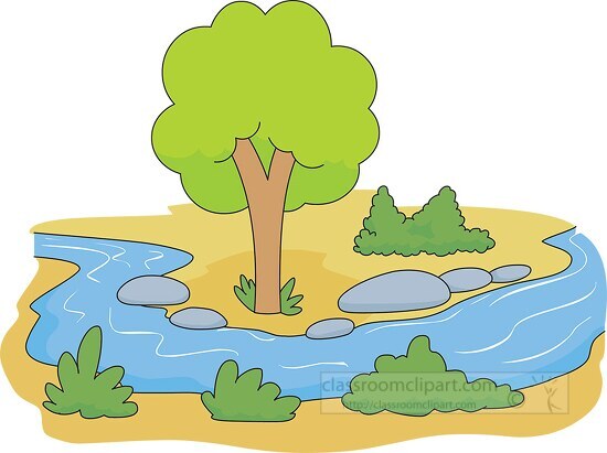 Free tree with flowing river - Classroom Clipart