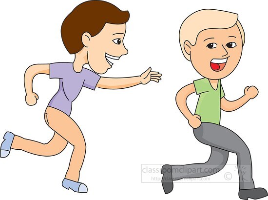 two boys playing run and catch 2 - Classroom Clip Art