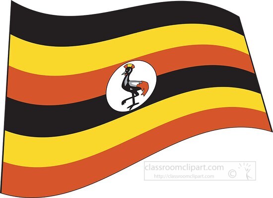 Uganda flag flat design wavy clipart - Classroom Clip Art