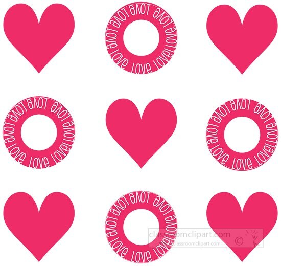 valentines heart tic tac toe clipart - Classroom Clip Art