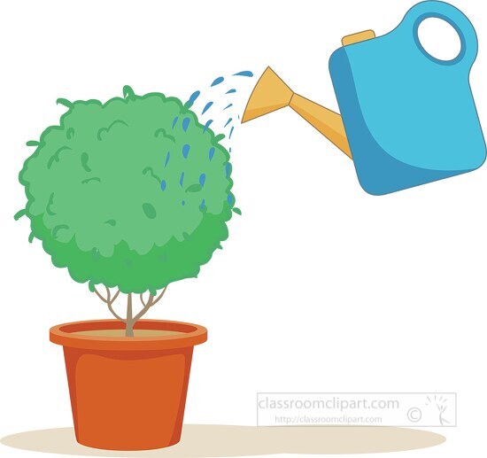 watering small tree in panter plant clipart - Classroom Clip Art