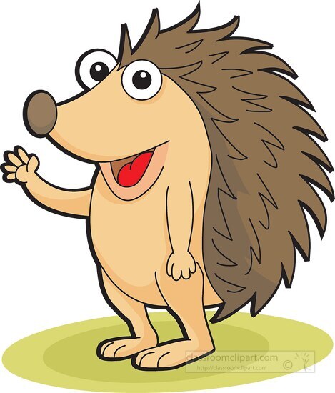 Hedgehog Clipart-waving hedgehog cartoon character clipart