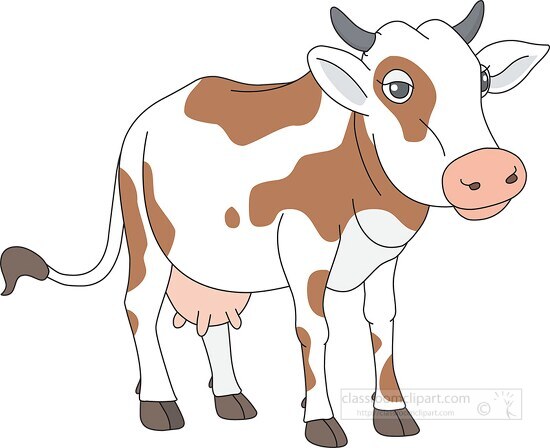 white brown dairy cow clipart - Classroom Clip Art