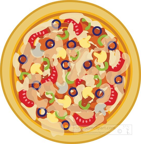 whole cheese mushroom tomato pepperoni pizza clipart Classroom Clip Art