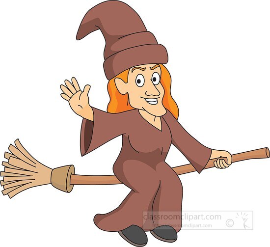 Fantasy Clipart-witch waving while riding a broom fantasy clipart