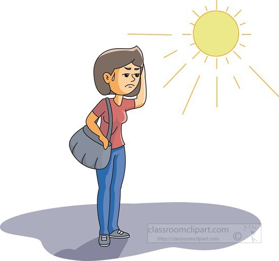 woman effected by summer sun heat - Classroom Clip Art