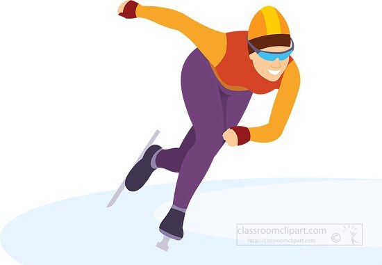 boy speed skating winter sports clipart - Classroom Clip Art