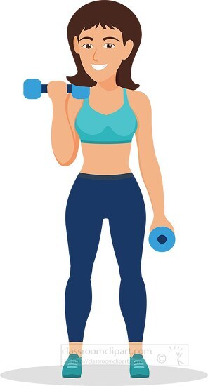 woman using dumbbell weights workout clipart - Classroom Clip Art