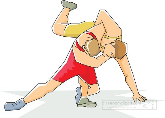 wrestler attempts a takedown of opponent - Classroom Clip Art