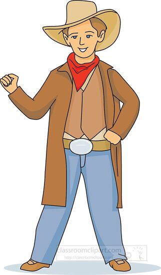 cowboy wearing hat scarf gun holster clipart 584 - Classroom Clip Art