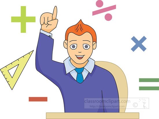 Student Surrounded by Math Symbols Clipart