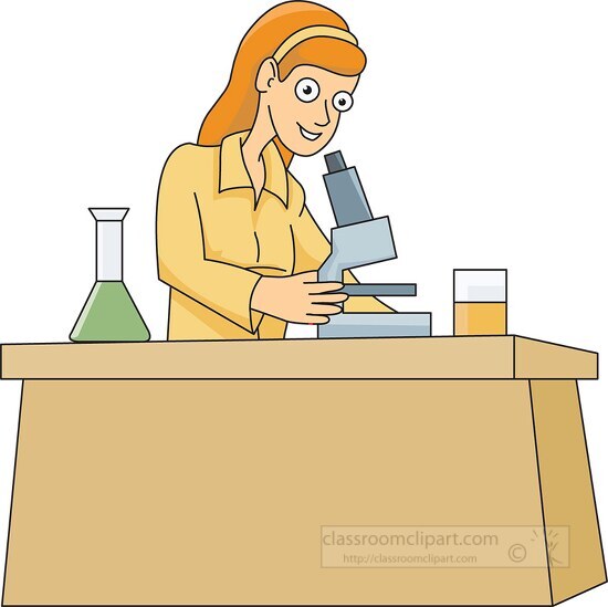 student working with microscope at lab table