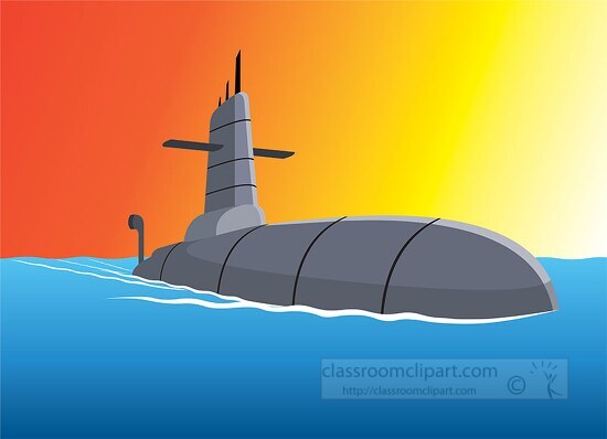 submarine on ocean surface clipart