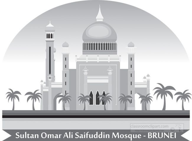 sultan omar ali saifuddin mosque brunei gray clipart