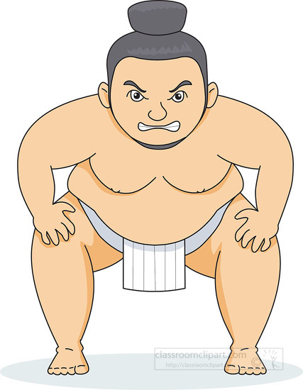 sumo wrestler with hands on knee clipart