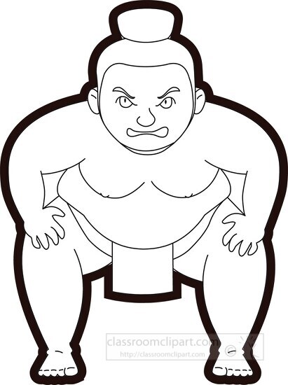 sumo wrestler with hands on knee clipart black outline clipart