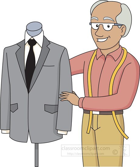 tailor working on suit jacket clipart
