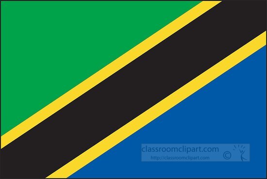 Tanzania flag flat design clipart