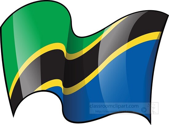 Tanzania wavy country flag clipart