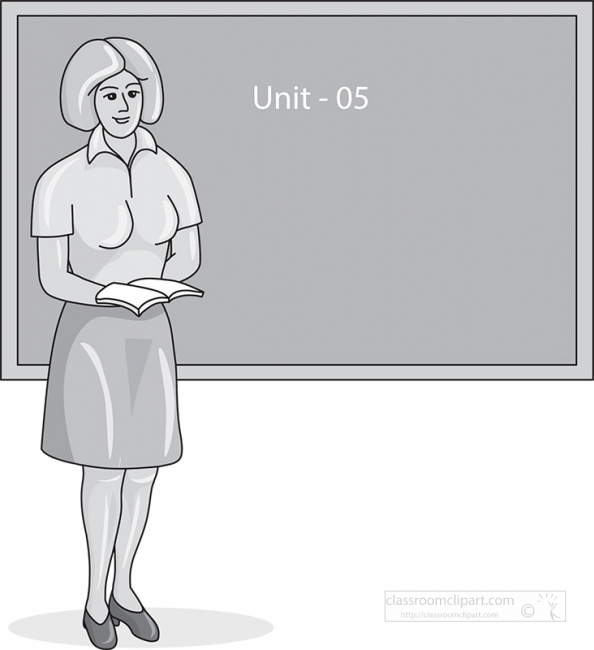 teacher near chalkboard gray