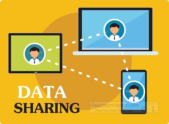 technology data sharing in education clipart