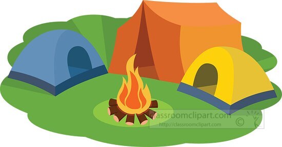 tents around a camp fire clipart