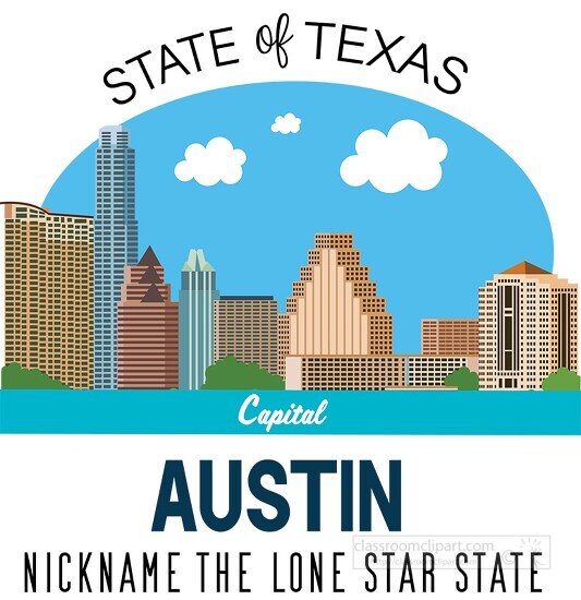 texas state capital austin nickname lone star state vector clipa