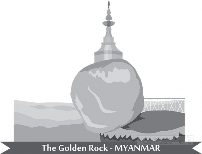 the golden rock myanmar gray clipart
