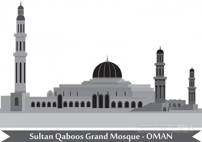 the sultan qaboos grand mosque in muscat oman gray clipart