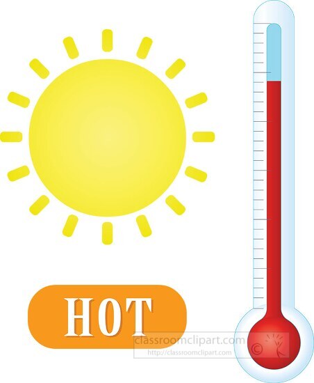 thermometer sun representing hot temp clipart