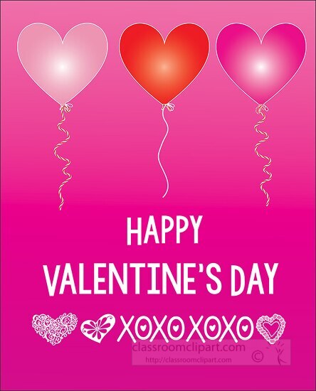 three heart day balloons happy valentines clipart