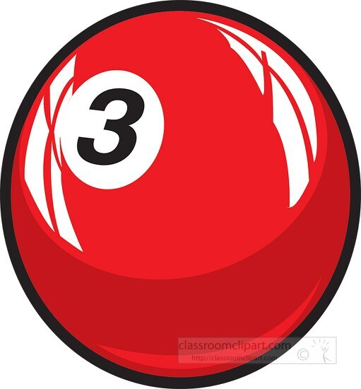 three number billard ball clipart